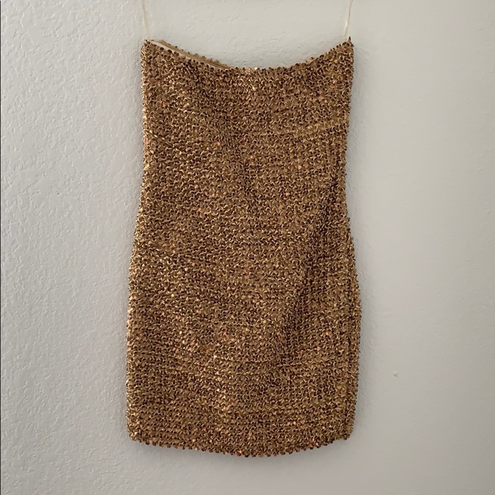 Gold sequined dress